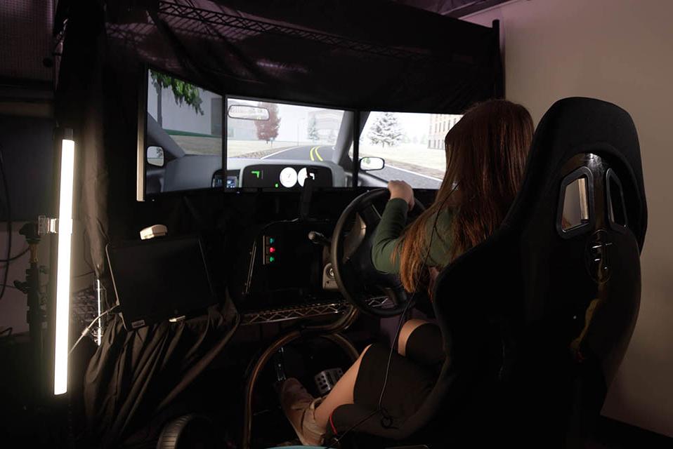 Teen participating in driving simulation training and assessments. All Article photos courtesy of Cincinnati Children’s Hospital Medical Center.